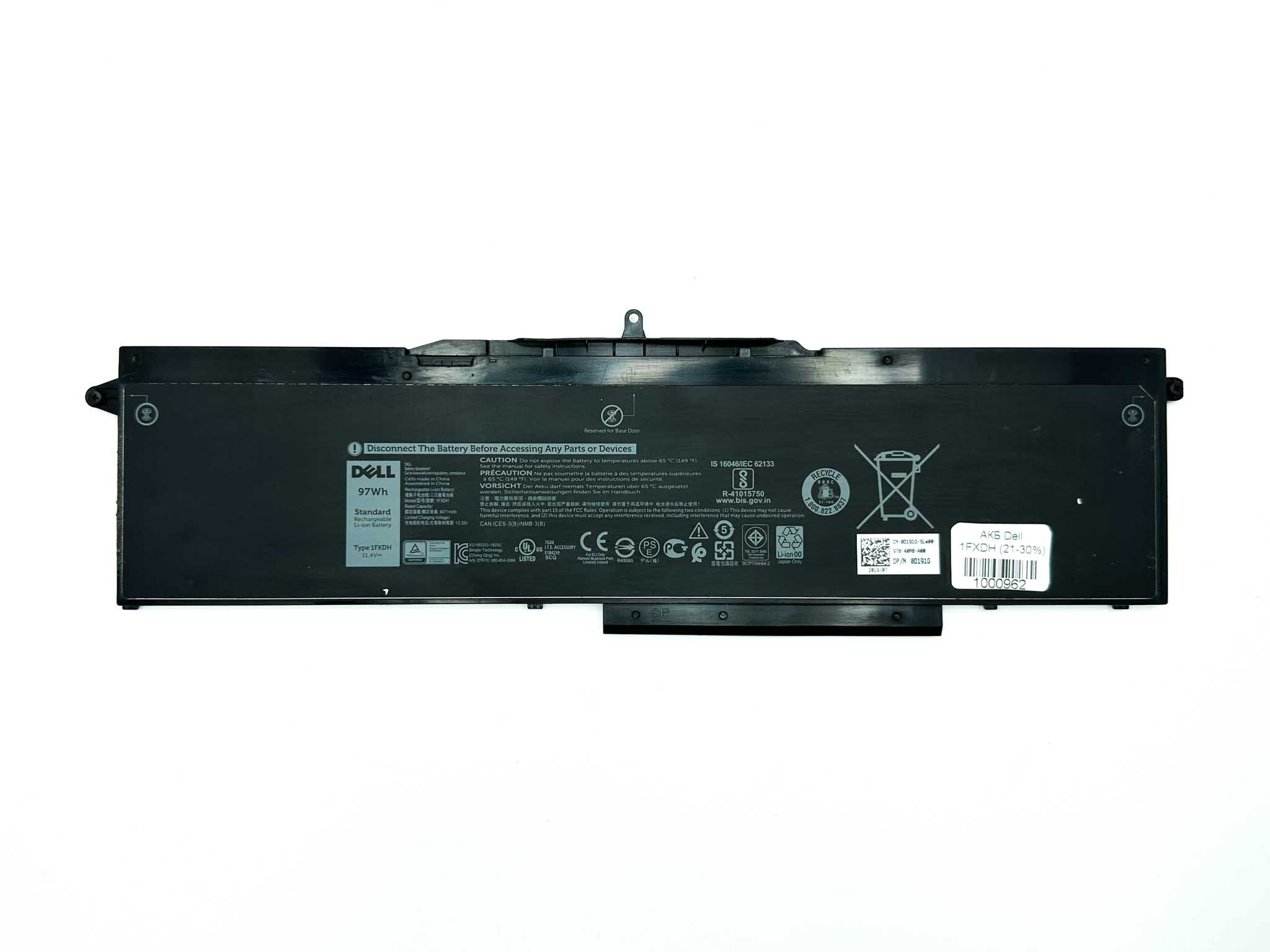 Батарея для ноутбука Dell 1FXDH знос 21-30%