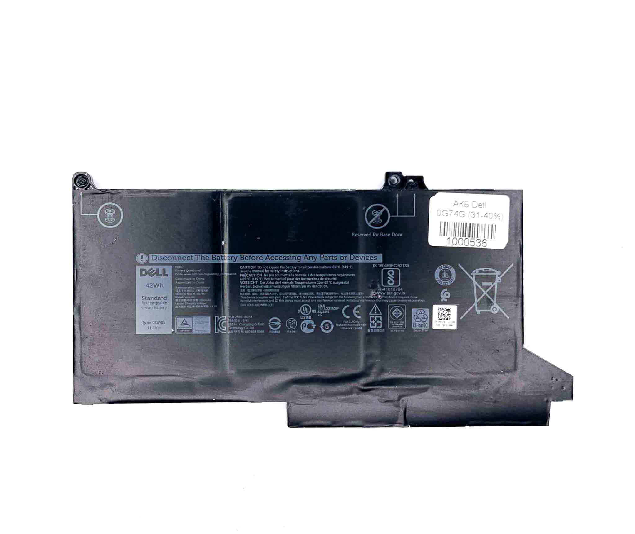 Батарея для ноутбука Dell 0G74G знос 31-40%