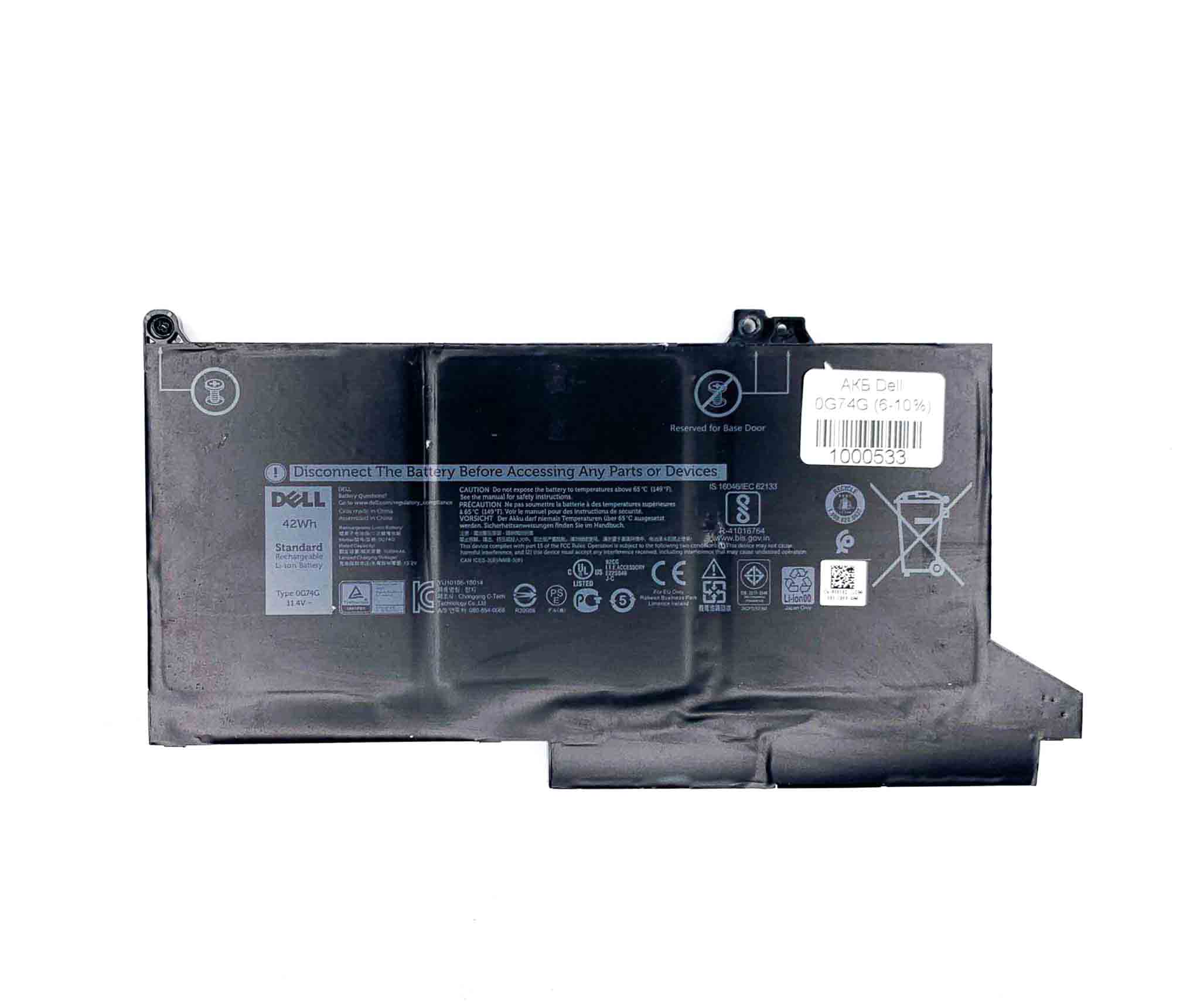 Батарея для ноутбука Dell 0G74G знос 6-10%