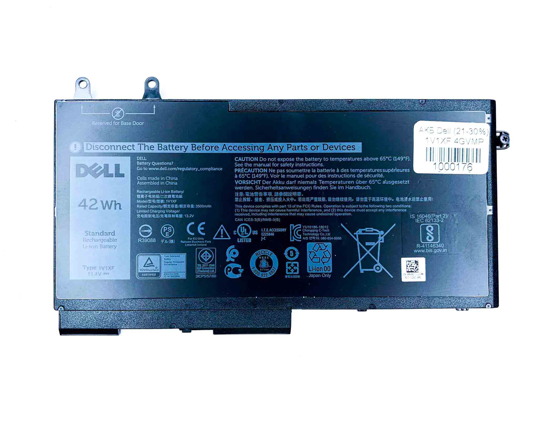 Батарея для ноутбука Dell 1V1XF знос 21-30%