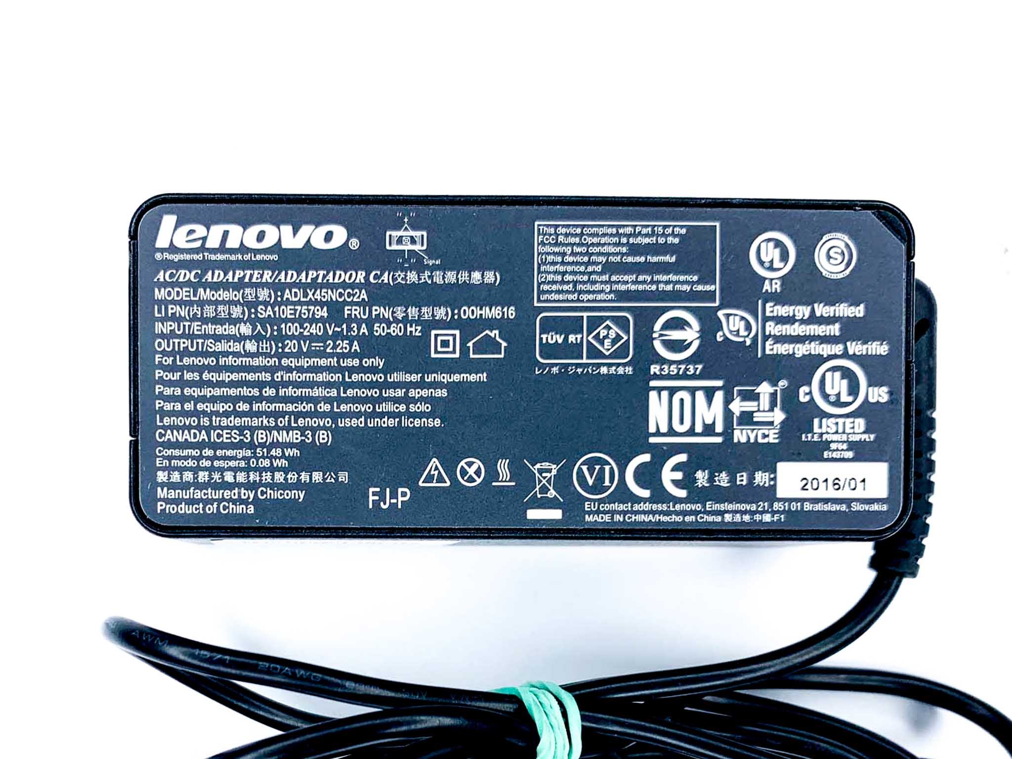 Блок живлення для ноутбука Lenovo 45W 20V USB+pin