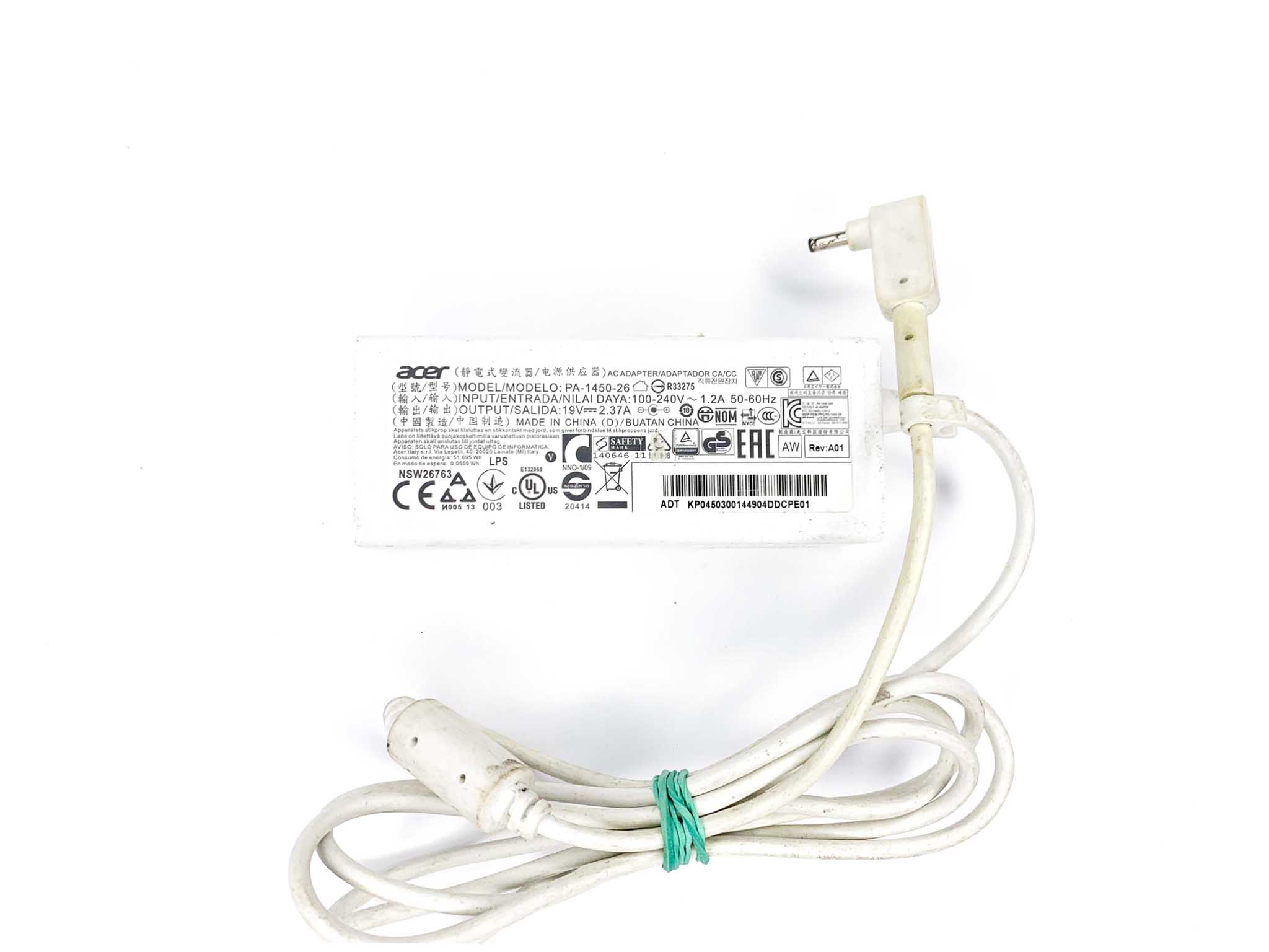 Блок живлення для ноутбука Acer 45W 19В 3.0 х 1.1 мм White