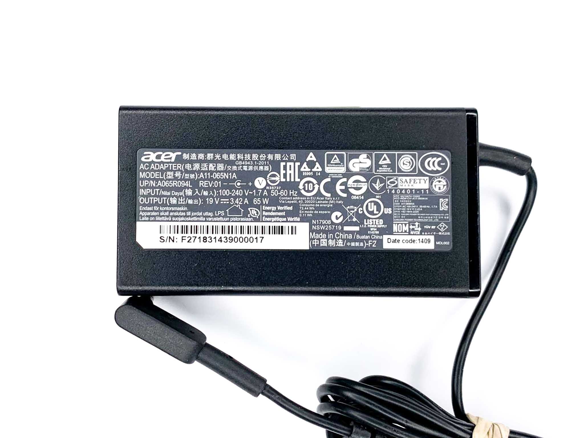 Блок живлення для ноутбука Acer 65W 19В 3.0 х 1.1 мм